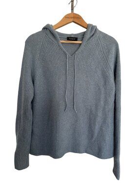 Forte Cashmere Women's L Blue Hooded Cashmere Sweater